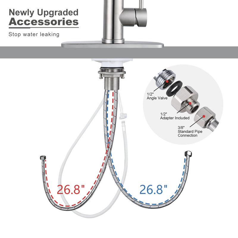 Pull Down Single Handle Kitchen Faucet with 3-Modes Advanced Spray, Brushed Nickel