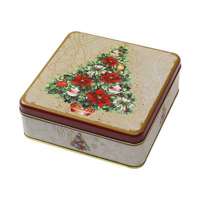 Christmas Tin Gift Box For Candy Snacks Cookies Metal Storage Organizer Decorative Holiday Treat Box For Kids Adults Party