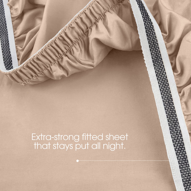 100% Cotton Sateen 460 Thread Count Deep Fitted Sheet, Single, Beige