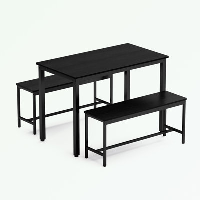 Ensemble de table de salle à manger 3 pièces avec 2 bancs