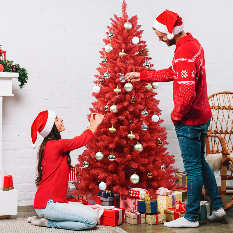 4FT Red Christmas Tree, 4'