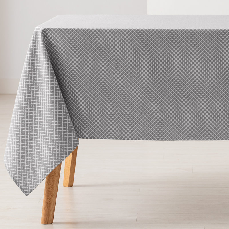 Anguilla Floral Cotton Tablecloth, Light Grey, 200cm W x 140cm L