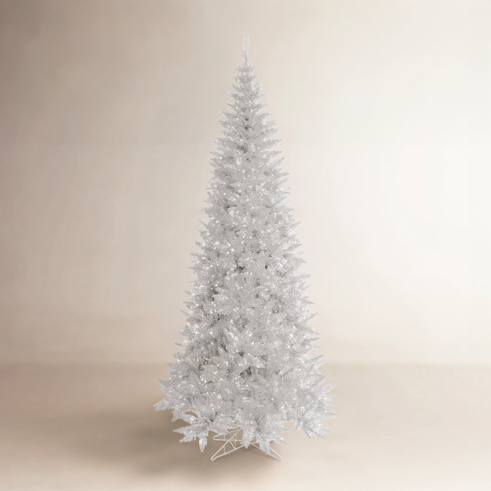 Silver 9' Pre-Lit Fir Tree, 6.5'