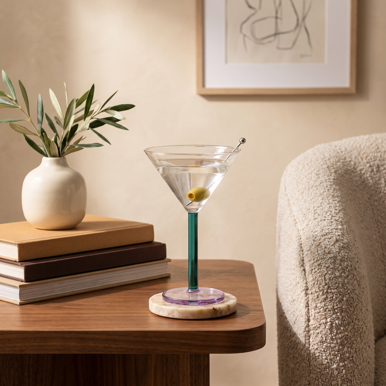 Martini Glass, Teal/Lilac