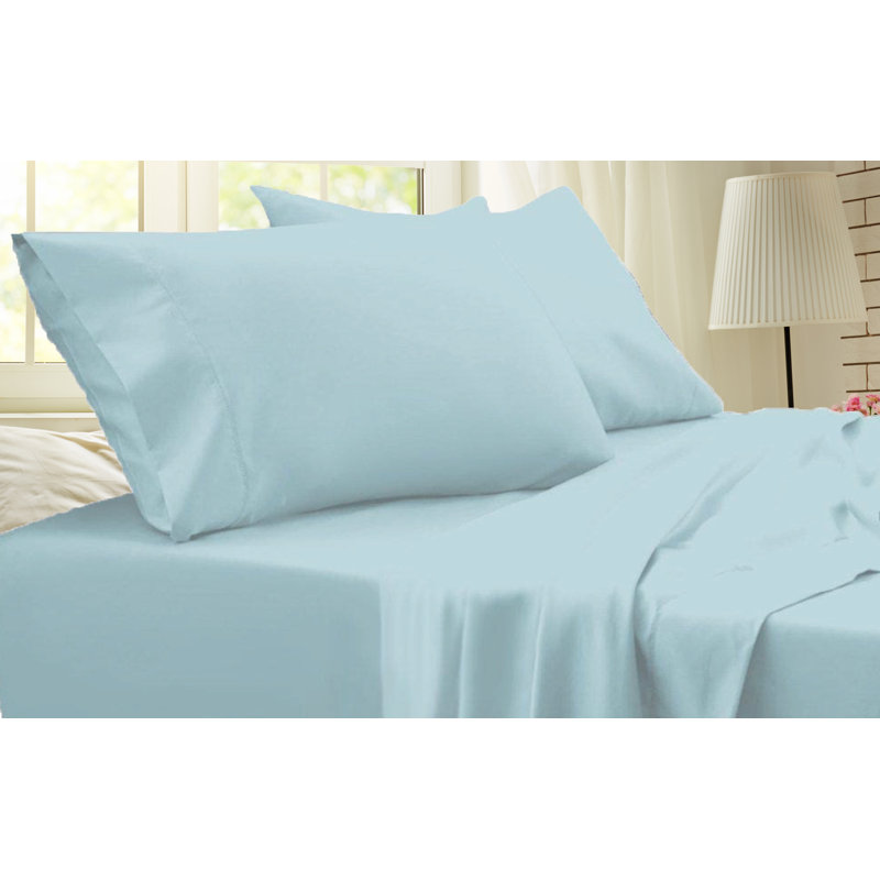 Ensemble de draps en rayonne de bambou de qualité supérieure 4 pièces, Ensemble de draps pour grand lit avec 2 taies d'or