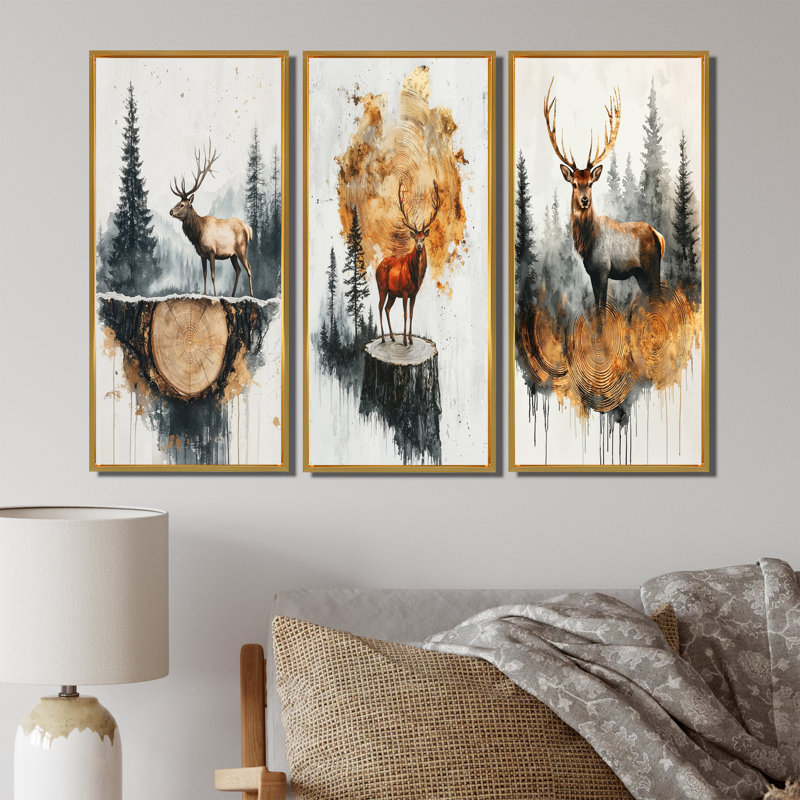 Deer Guardian Of The Forest I - Collection de décorations murales animaux cerf, H 40 po x l 60 po, Doré
