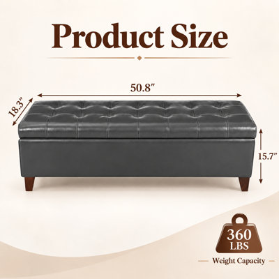 Loggins Faux Leather Upholstered Bench with Flip Top
