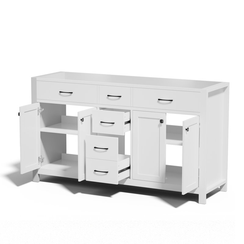Base de meuble-lavabo double 60 po seulement, lavabo non inclus, Blanc