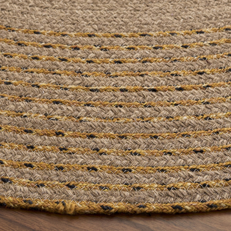 Braided Hand Woven No Pattern Indoor Rug, 4'-0" x 4'-0" Round