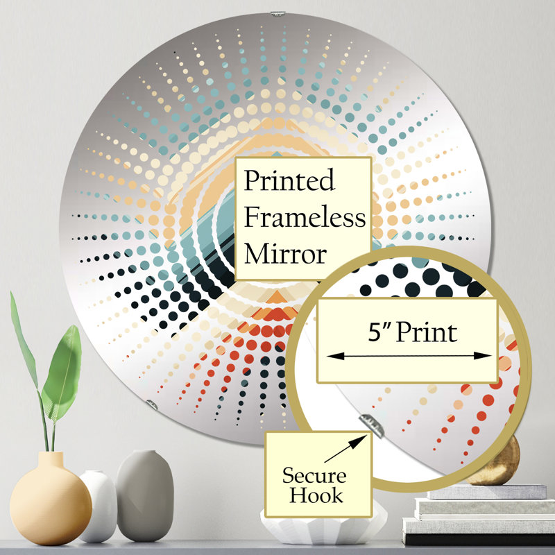 Miroir mural rétro avec motif de chevrons, 23,6 po x 23,6 po