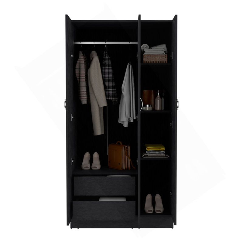 Garde-robe Erie, chambre à coucher, noir, Noir