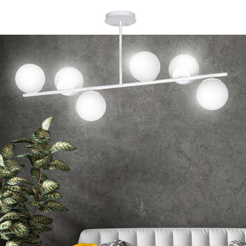 Gaen 6 - Light Kitchen Island Linear Pendant, White
