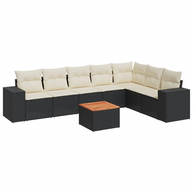 Ensemble de canapé de jardin Vidaxl noir, blanc crème