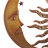 21 Inch Handcrafted Sun and Moon Accent Wall Decor, Round Metal Wall Mount, Rustic Gold, Bronze