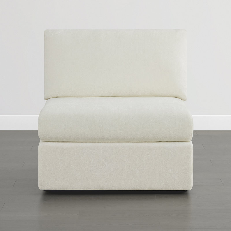 Makena 33.8" W Comfy Upholstered Armless Chair, Cream