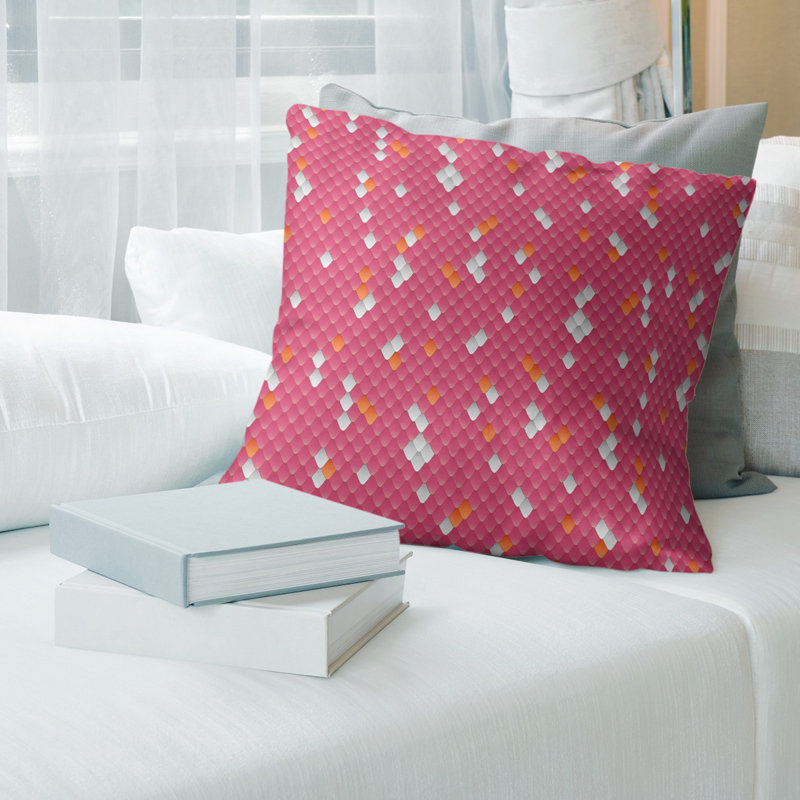 Katelyn Elizabeth Geometric Linen Reversible Throw Pillow, 16" x 16", Pink/Orange, No Fill
