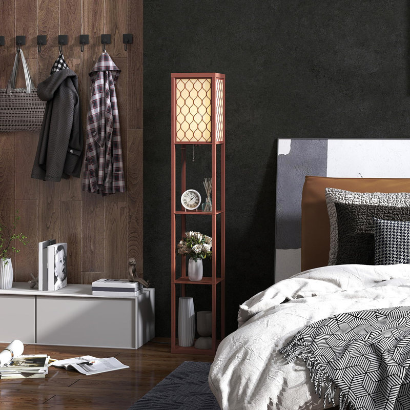 160 H cm Column Floor Lamp, Brown