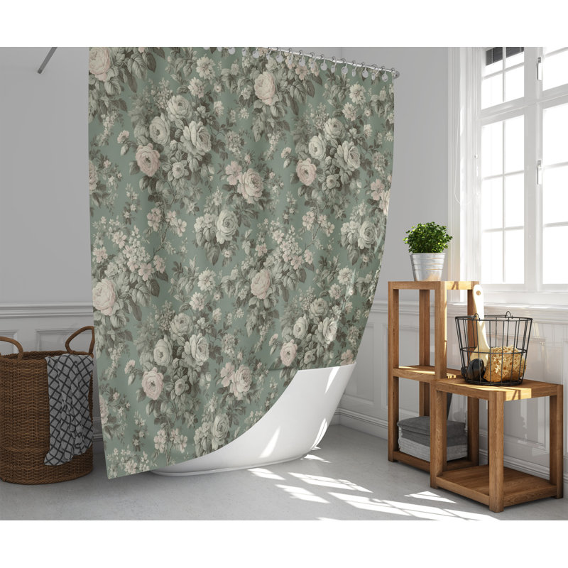Gradislava Floral and Abstract Shower Curtain, 93" H x 70" W