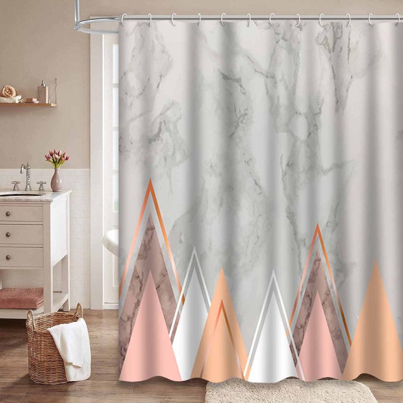 Rideau de douche Marble Rose Gold Triangles, L 72 po x l 78 po