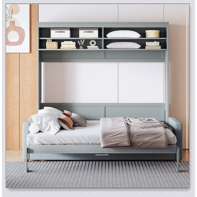 Murphy Bed Wall Bed With Sofa, Gray