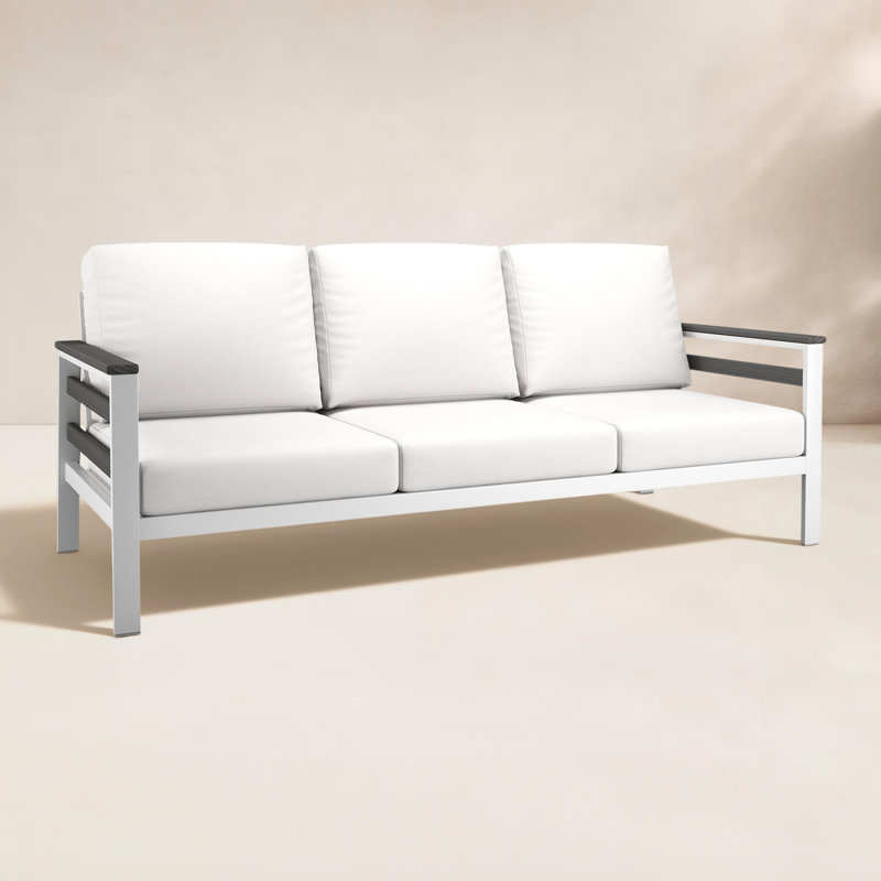 Townsend Metal Outdoor Sofa With Sunbrella Cushion, Canvas White