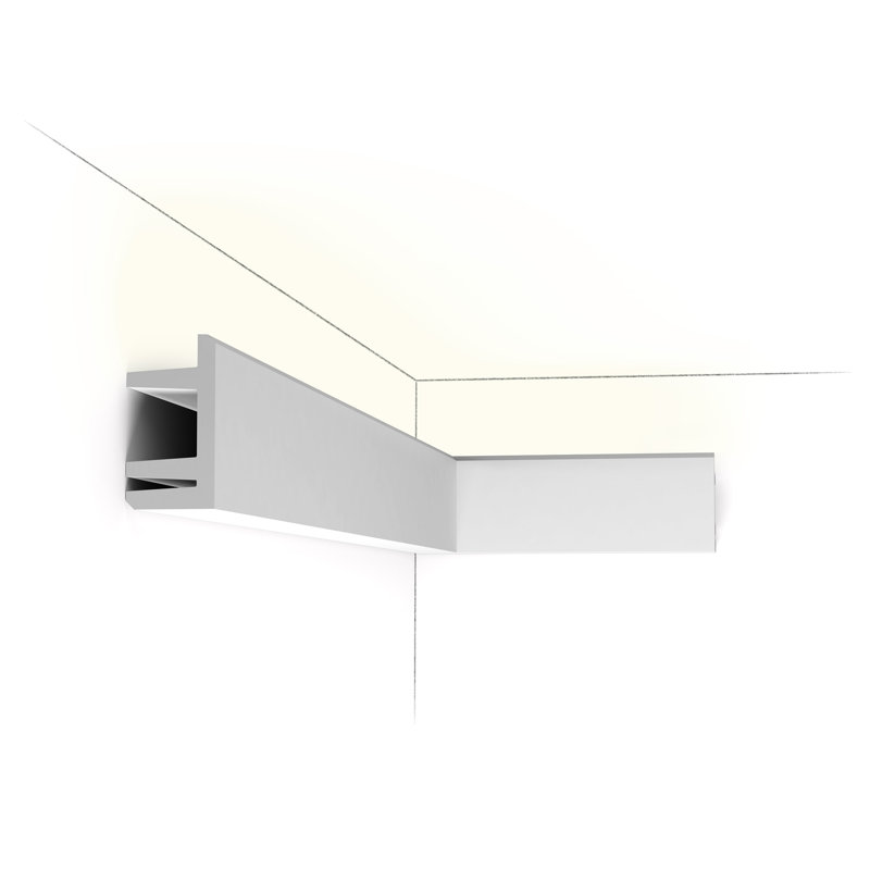 Moulure couronnée en polyuréthane blanc apprêté 3-3 / 4 po x 2 po x 78-3 / 4 po