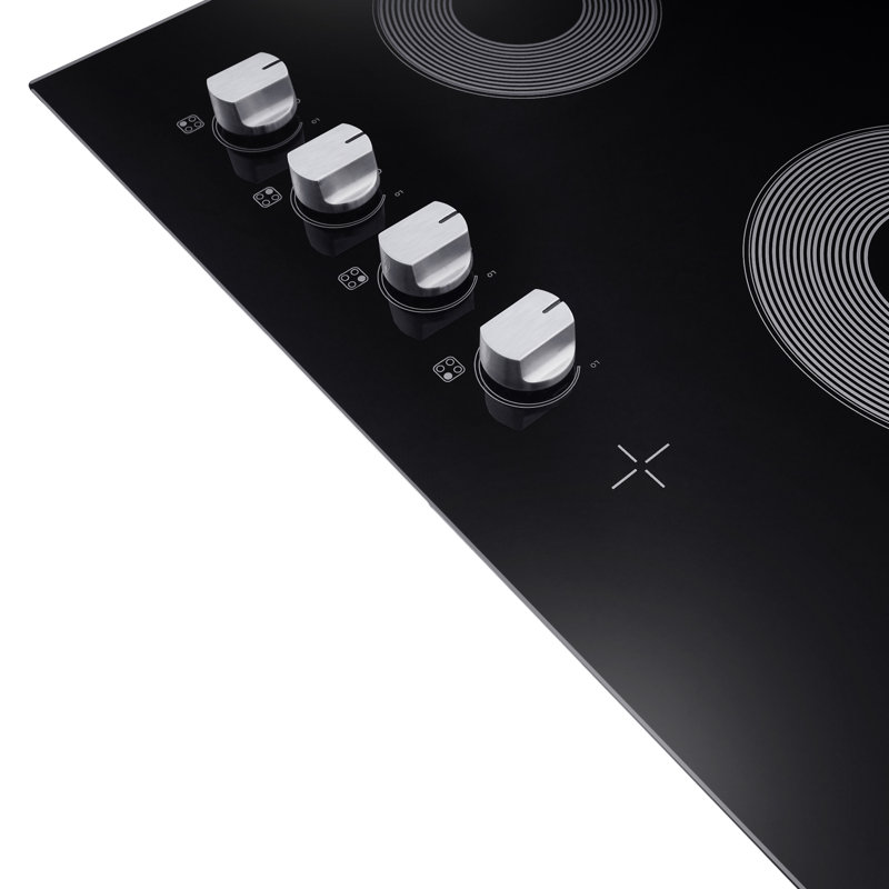 Cosmo 24 in. Electric Ceramic Glass Cooktop with 4 Elements, Dual Zone Element, Hot Surface Indicator Light and Control Knobs