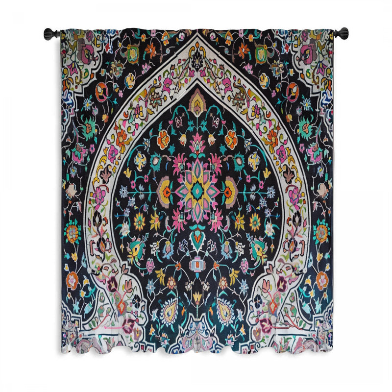 Patterned Tapestry Window Curtains, Textile Blockout & Sheer Curtains - 1 Panel, 50" W x 84" L
