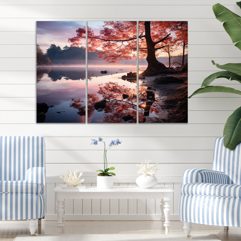 «Lake Serenity Pastel Sunrise In Autumn», H 32 po x l 48 po x P 1 po