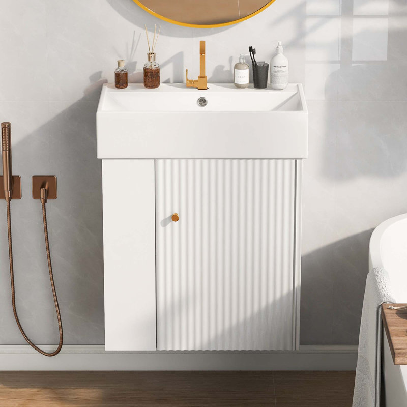 Modern Floating Bathroom Vanity With Ceramic Basin