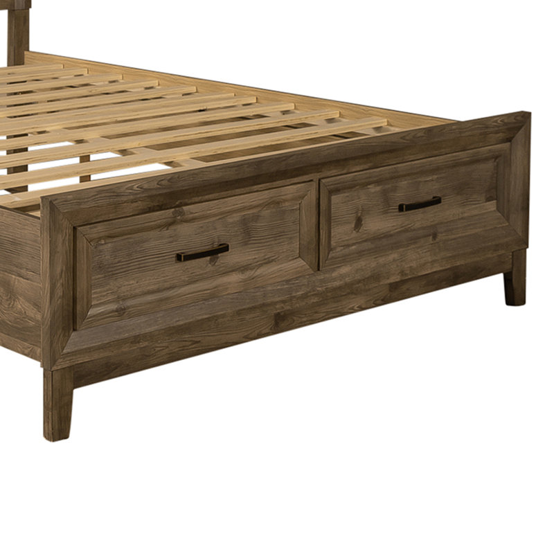Ensemble de grand lit de rangement, commode et miroir Anquenette