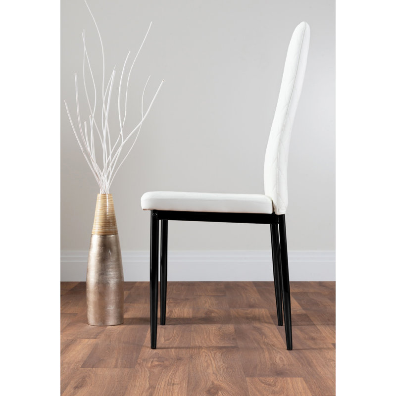 Tierra 100Cm Round Dining Table And 4 Grey Gold Leg Chairs, White/Black