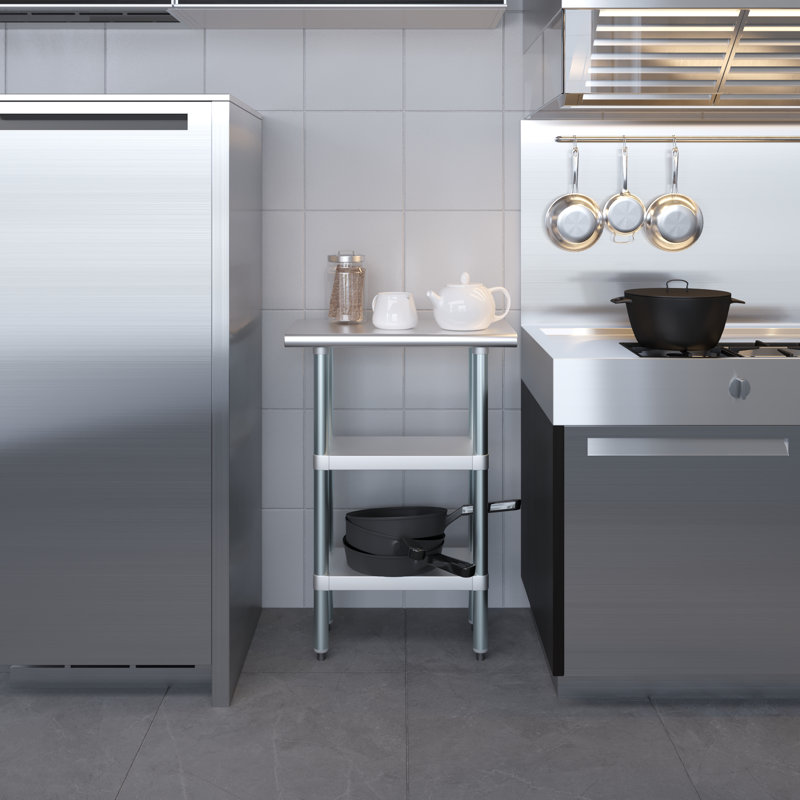 24" Stainless Steel Work Table with Galvanized Shelves