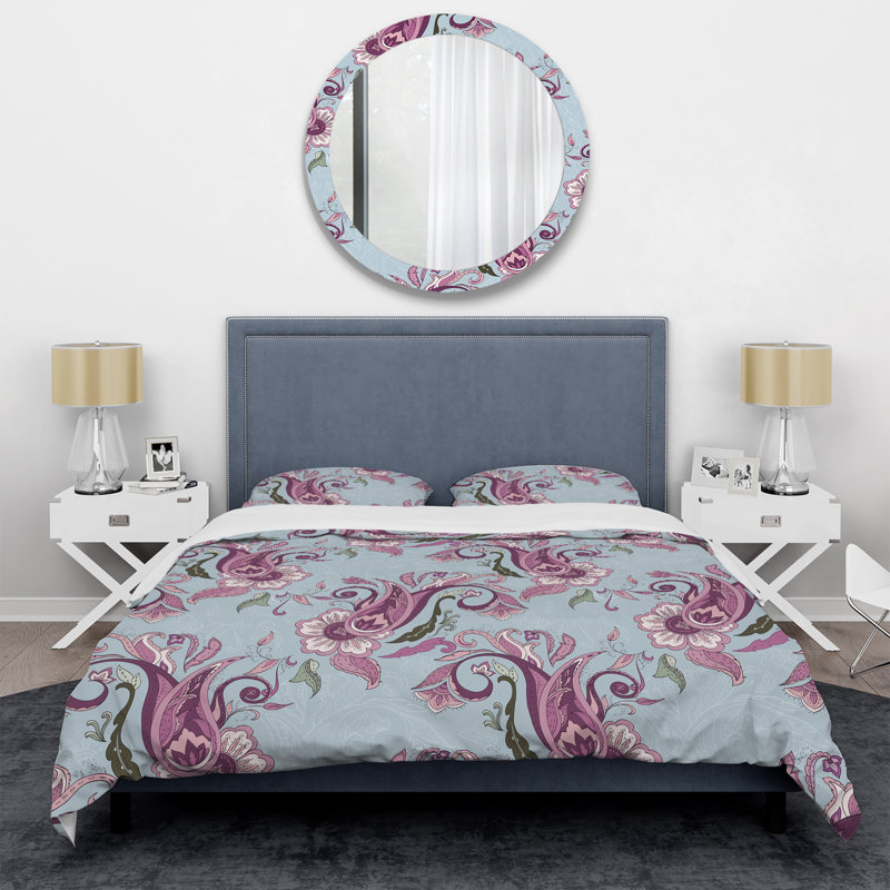 Rose floral Paisley I - ensemble de housse de couette abstrait - microfibre de polyester