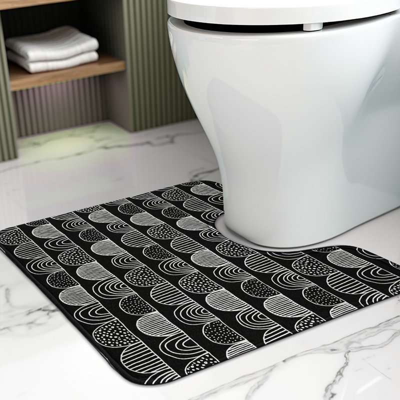 Tapis de salle de bain abstrait en U gris anthracite 20 po