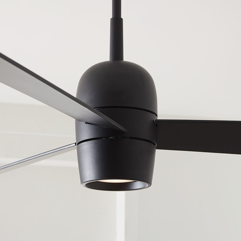 Alba LED Downrod Ceiling Fan, Midnight Black with Black Blades