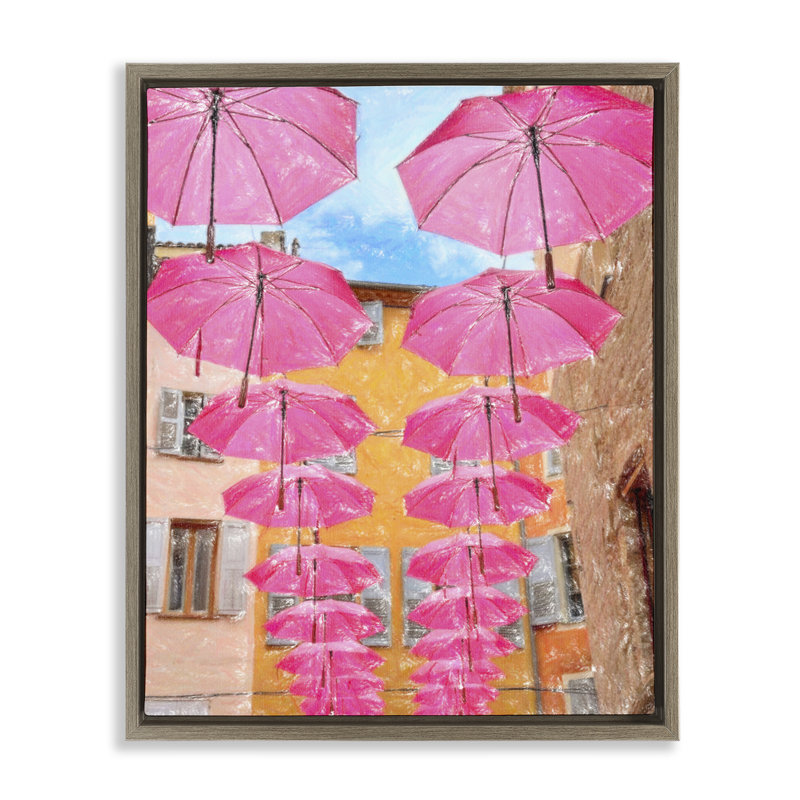  "Toile rose encadrée" par Graffi * Tee, H 31 po x l 25 po, Cadre flottant orme Montalcino