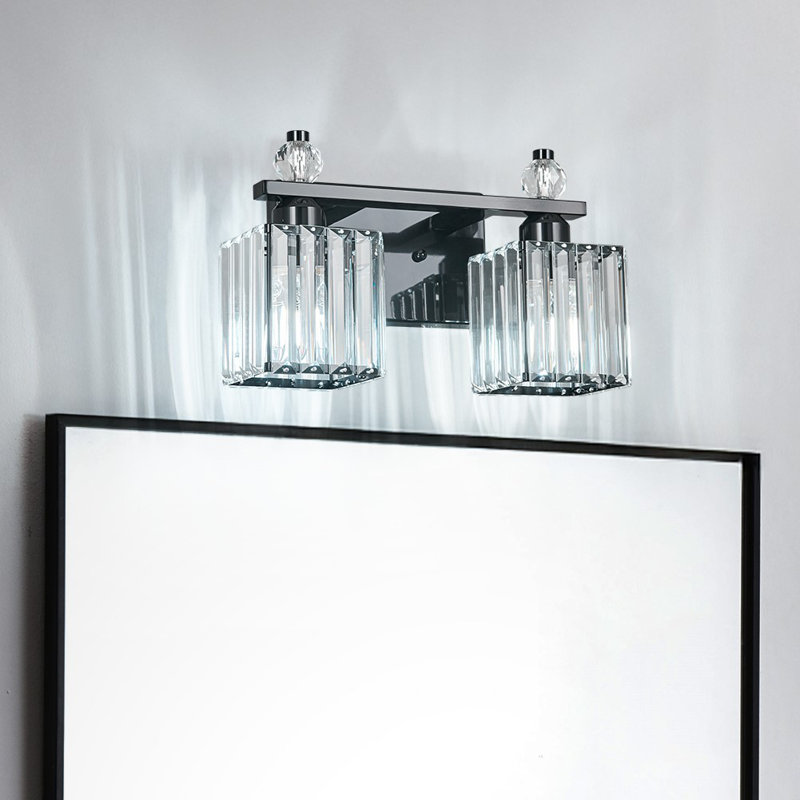 Luminaire de salle de bain Kyneisha, Noir plaqué, Deux lumières