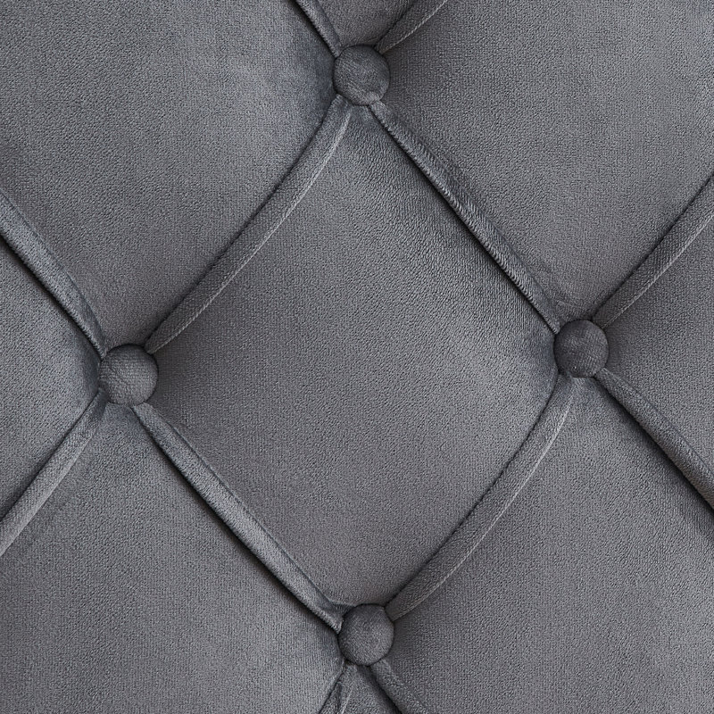 Grands lits en velours gris, conception à oreilles moderne, support en bois robuste
