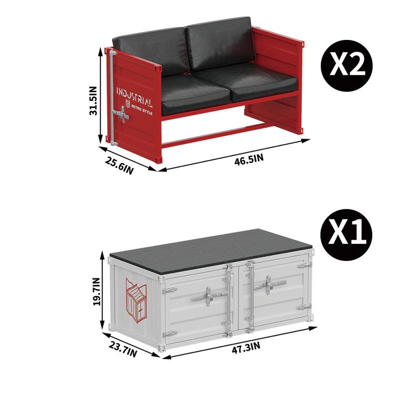 Kristan Solid Wood with Chairs Included, Black, Red/Black