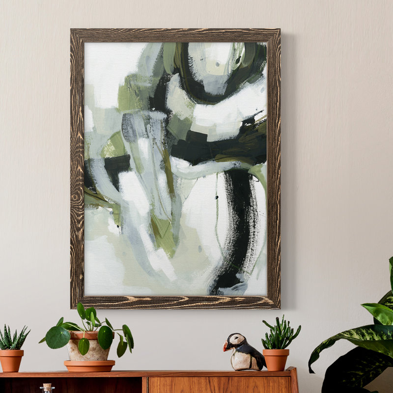 Onyx vert I - Peinture sur toile encadrée, Noyer, H 24 po x l 20 po x P 1 po