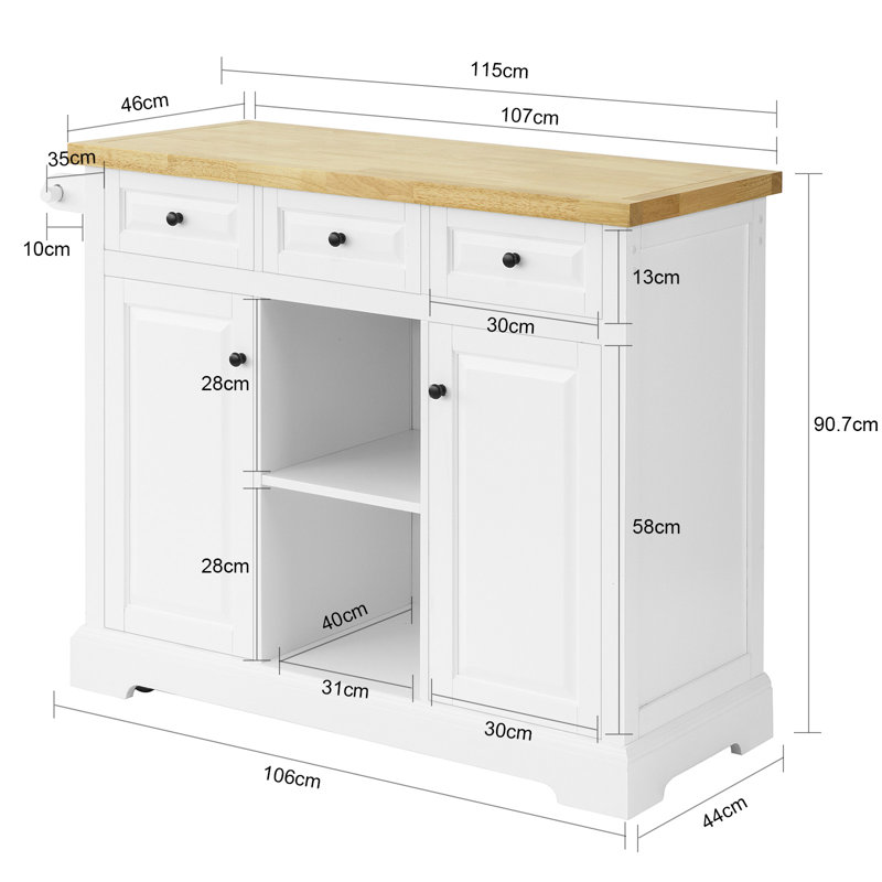 Pulver Solid Wood Top Kitchen Cart