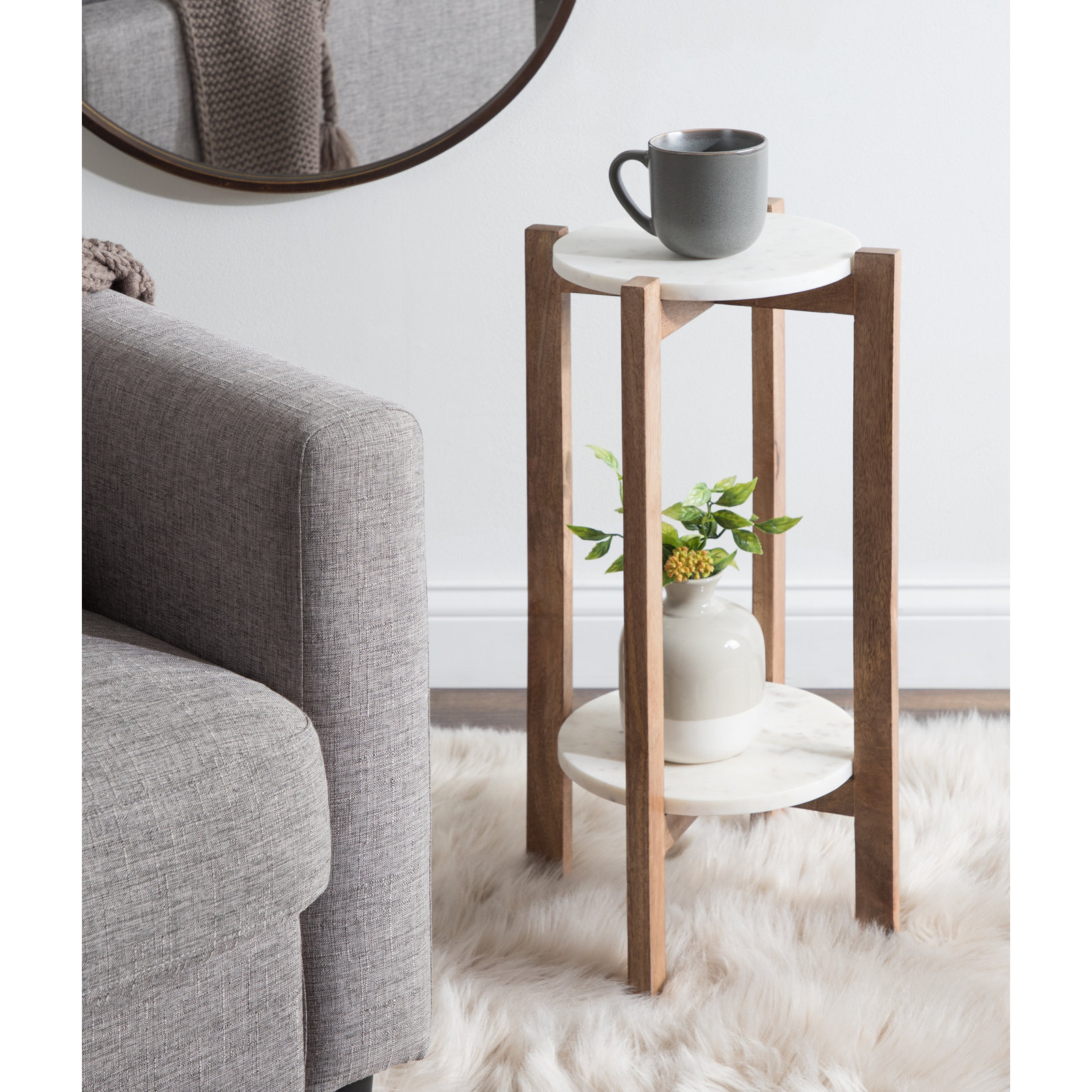 Oakdale Multi-Tiered Plant Stand, Natural/White, 25" H x 12" W x 12" D