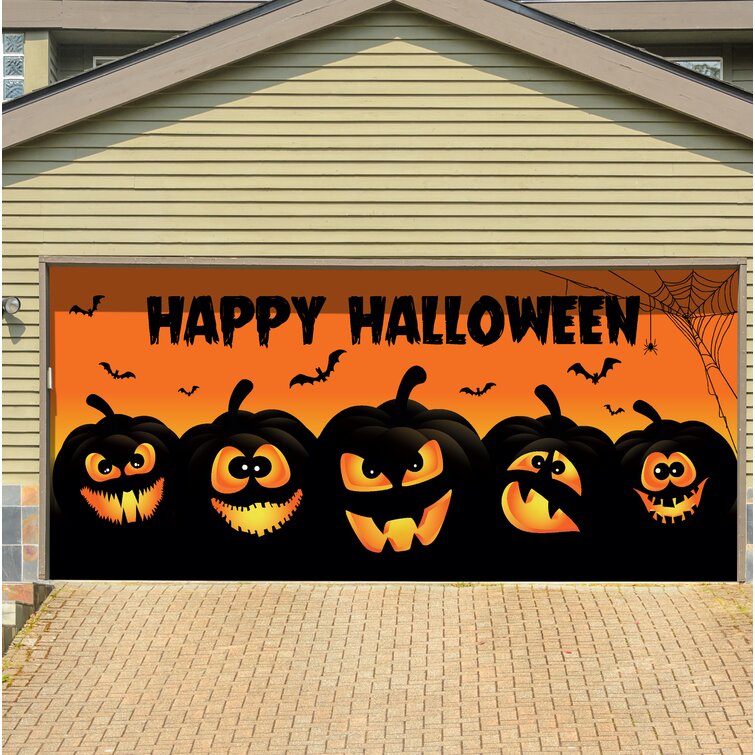 My Door Decor 7 ft. x 8 ft. Happy Halloween Jack-O-Lanterns Garage Door  Decor Mural for Single Car Garage 285903HALL-005 - The Home Depot