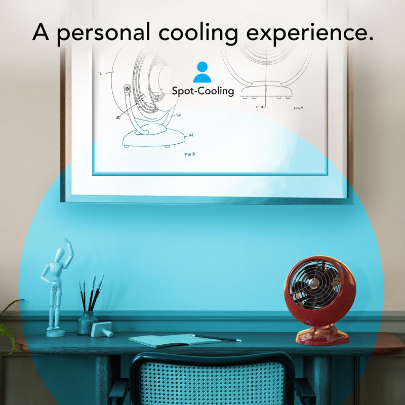 Timeless VFAN Mini Classic Personal Vintage Air Circulator Fan, Claret