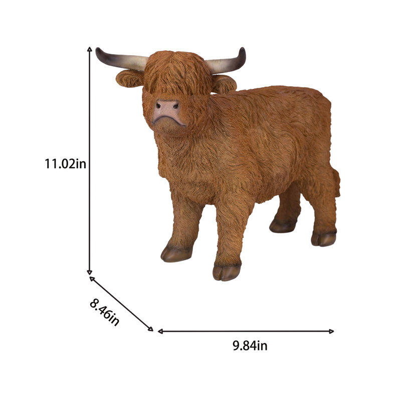 Brown Yak Decorative Figurine for Home & Office Décor, Handcrafted Resin Statue, Realistic Design, Collectible Animal Accent, Weather-Resistant Indoor/Outdoor Decor