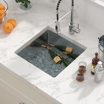 15" L X 17" W Rectangular Undermount Bar Sink Stainless Steel Single Bowl Bar Kitchen Sink