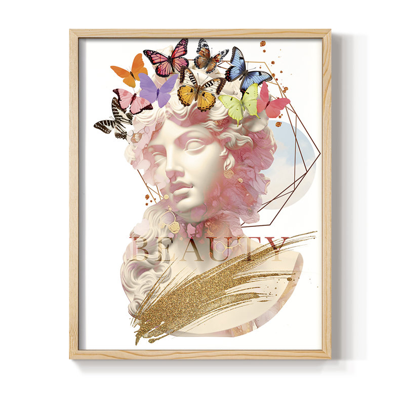 Greek Goddess II Framed Print - Solid Wood, Natural, 15" H x 12" W
