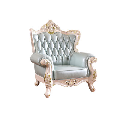 Fauteuil de luxe de style européen avec fauteuil en cuir de vache de 47,64 po de largeur