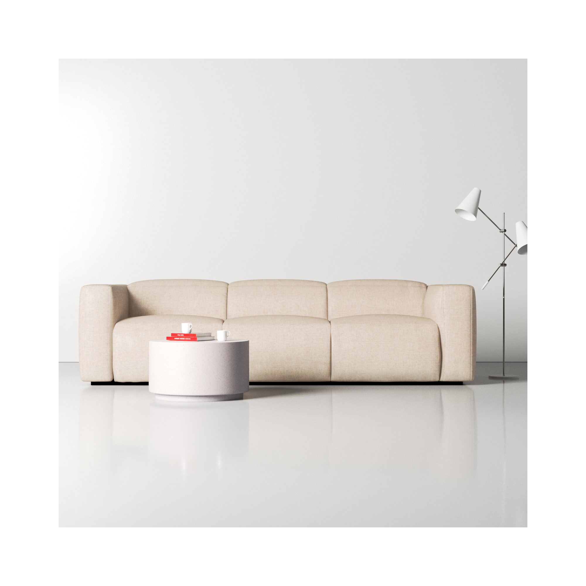 Amed 124" Genuine Leather Power Reclining Sofa, Antigo Natural Polyester Blend